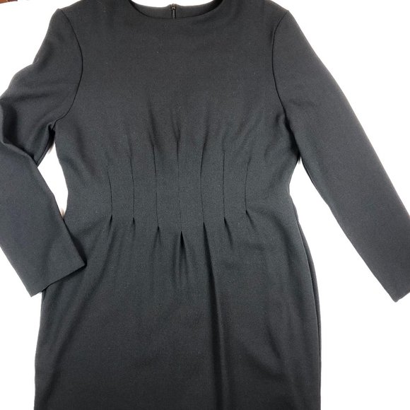 Laura Ashley Vintage Black Wool Sheath Dress Old Money Quiet Luxury Minimalist - Picture 11 of 16